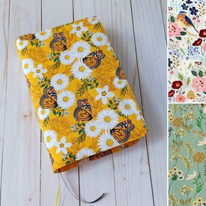 Custom Bible Cover: Handmade Butterflies Birds Floral Fabric Book Cover
