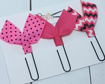 Ribbon Paperclip Bookmarks: Pink Page Marker, Journal Accessories