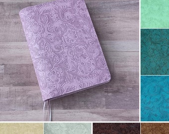 Custom Bible Cover: Handmade Faux Leather Floral Western Embossed Fabric Book Cover
