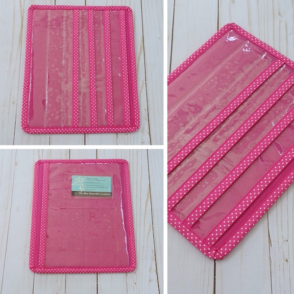 JW Tract and Magazine Holder Ministry Service Organizer Folder - PINK - Made to Order - with contact card and meeting invitation pockets