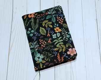 Bible Cover Custom Handmade - Book Binder Journal Planner Cover Case - Cotton + Steel Rifle Paper Co. Fabric Amalfi Herb Garden Daisy Fields