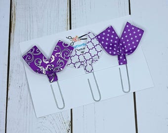 Ribbon Paperclip Bookmarks: Purple Page Markers, Journal Accessories