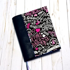 Custom Bible Cover: Handmade Breast Cancer Awareness Fabric Book Cover