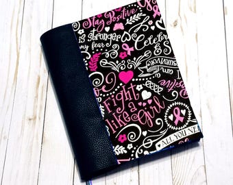 Custom Bible Cover: Handmade Pink Breast Cancer Awareness Fabric Book Cover
