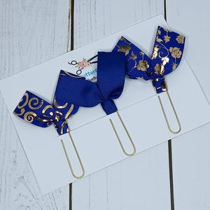 Paperclip Ribbon Bookmarks Ribbon Paperclip Bookmarks: Blue Aqua Navy Page Marker, Journal Planner ...