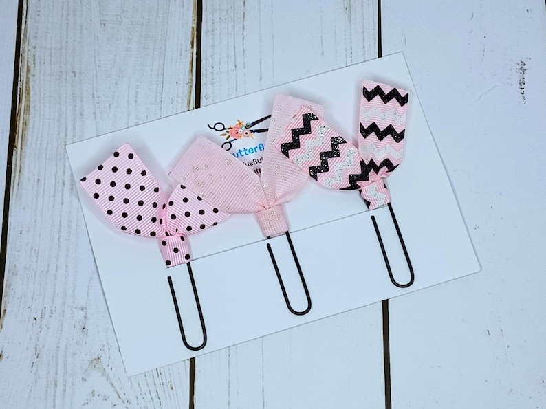 Paperclip Ribbon Bookmarks Ribbon Paperclip Bookmarks: Pink Journal Planner Page Marker - Etsy