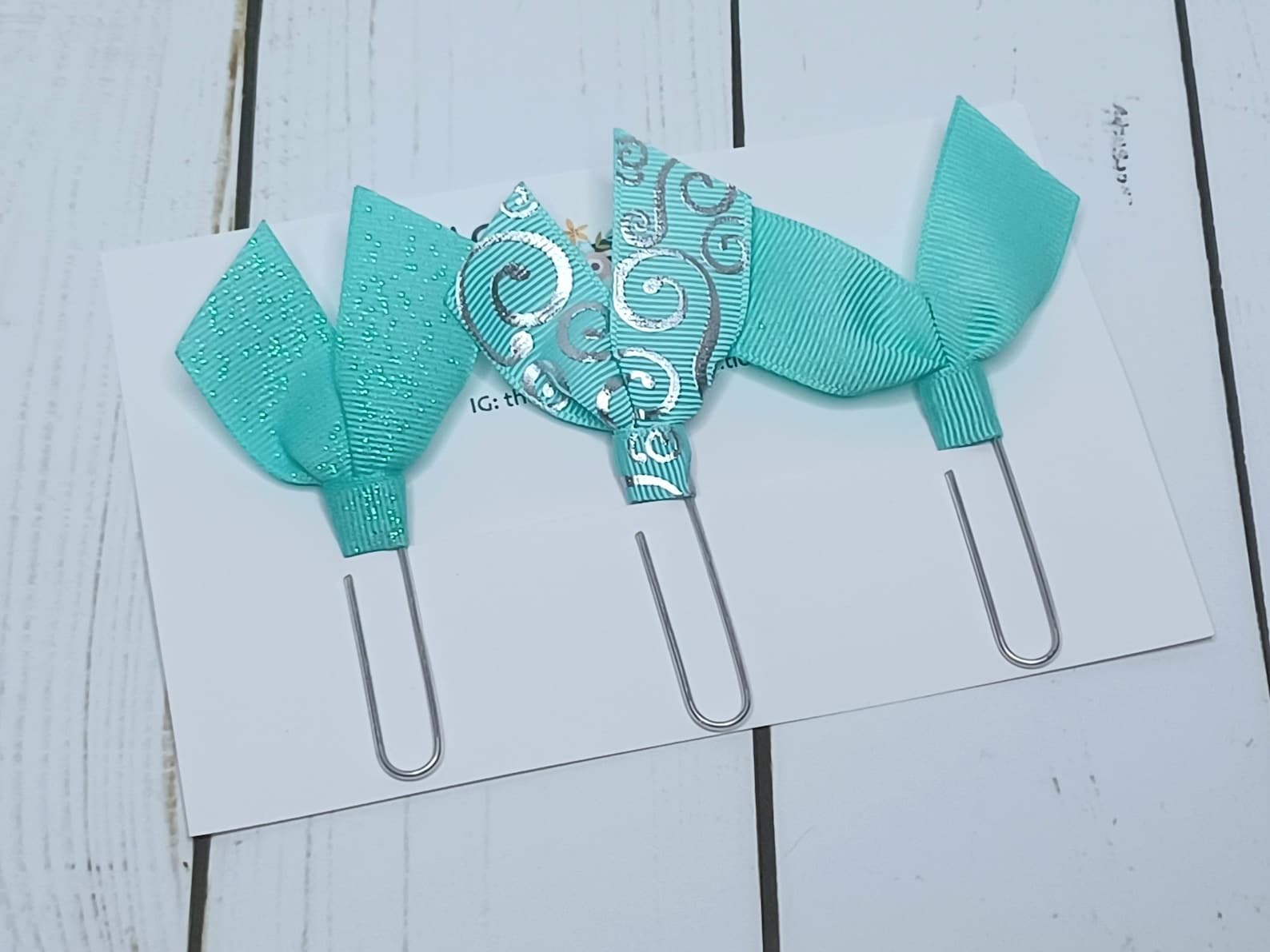 Paperclip Ribbon Bookmarks Ribbon Paperclip Bookmarks: Blue Aqua Navy Page Marker, Journal Planner ...