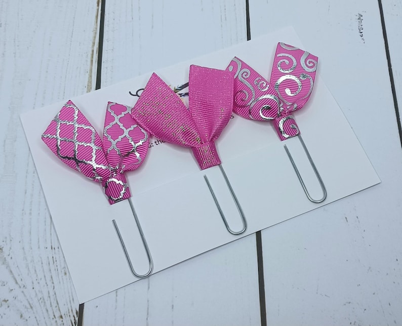 Paperclip Ribbon Bookmarks Ribbon Paperclip Bookmarks: Pink Journal Planner Page Marker - Etsy