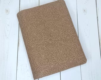 Custom Bible Cover: Handmade Embossed Lace Faux Leather Book Cover