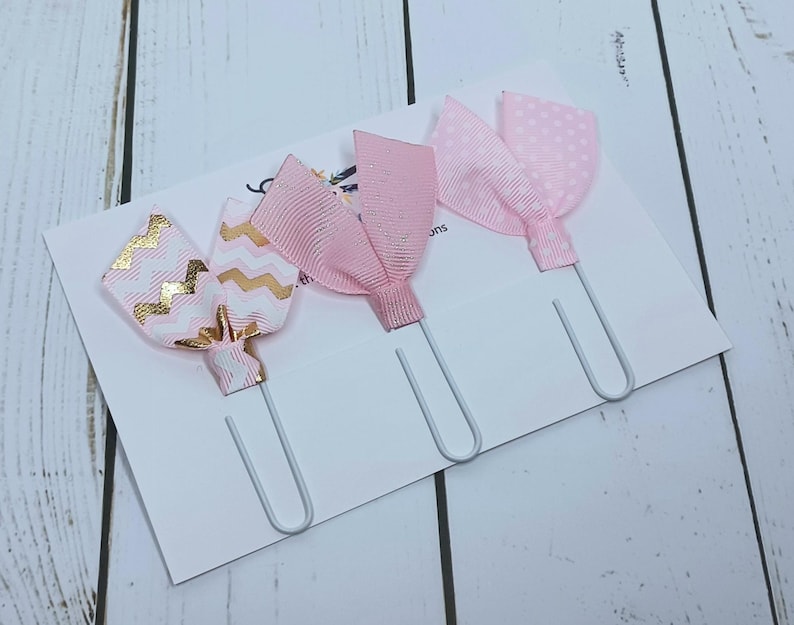Paperclip Ribbon Bookmarks Ribbon Paperclip Bookmarks: Pink Journal Planner Page Marker - Etsy