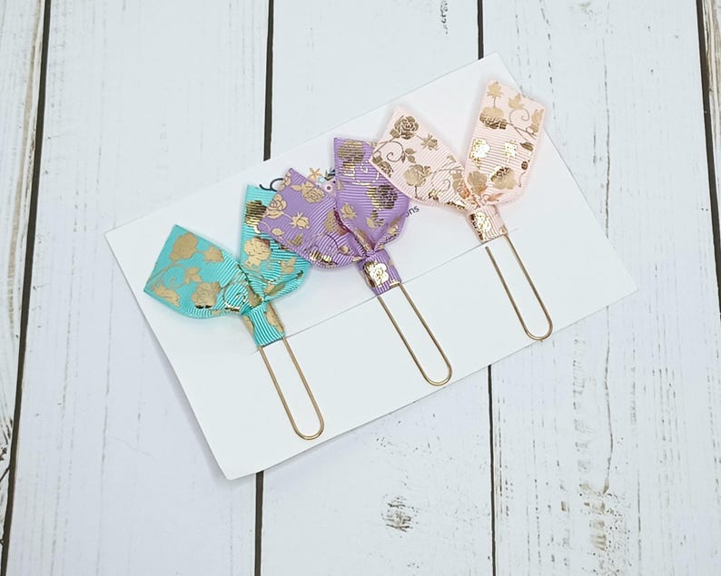 Paperclip Ribbon Bookmarks Ribbon Paperclip Bookmarks: Handmade Pink Purple Blue Page Marker ...