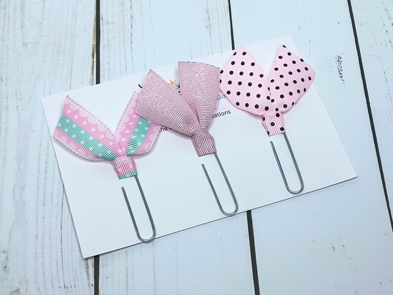 Paperclip Ribbon Bookmarks Ribbon Paperclip Bookmarks: Pink Journal Planner Page Marker - Etsy