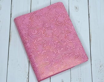 Custom Bible Cover: Handmade Faux Leather Gold Western Floral Book Cover