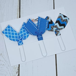 Paperclip Ribbon Bookmarks Ribbon Paperclip Bookmarks: Blue Aqua Navy Page Marker, Journal Planner ...