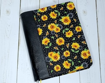 Custom Bible Cover: Handmade Sunflower Fabric Book Cover