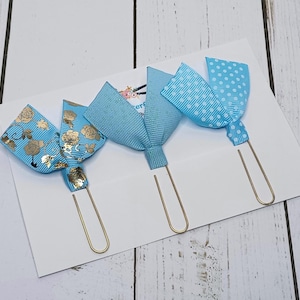 Paperclip Ribbon Bookmarks Ribbon Paperclip Bookmarks: Blue Aqua Navy Page Marker, Journal Planner ...