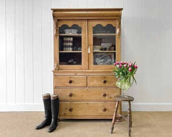 A 19th Century English Pine Bookcase Cabinet or Hutch