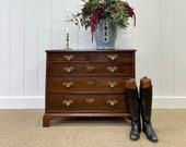 Antique English 18th Century Oak Chest of Drawers with Brasses