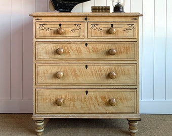 Items Similar To Sold Antique English Pine Chest Of Drawers With