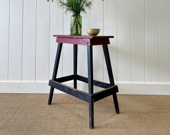 An Old Cottage Red and Black Painted Side Table
