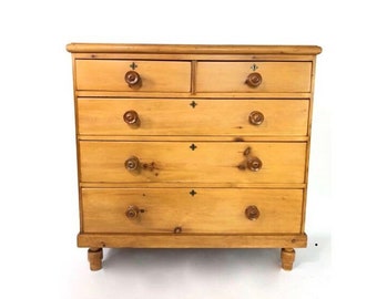Antique English Pine Chest Of Drawers Dresser C1880 Etsy