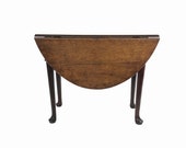 Antique English Country Oak Drop Leaf Table with drawer c1790