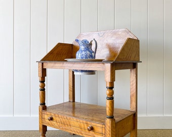 An English Country Pine Painted Galleried Washstand or Console c1860