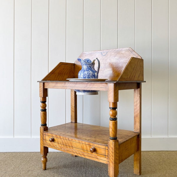 An English Country Pine Painted Galleried Washstand or Console c1860