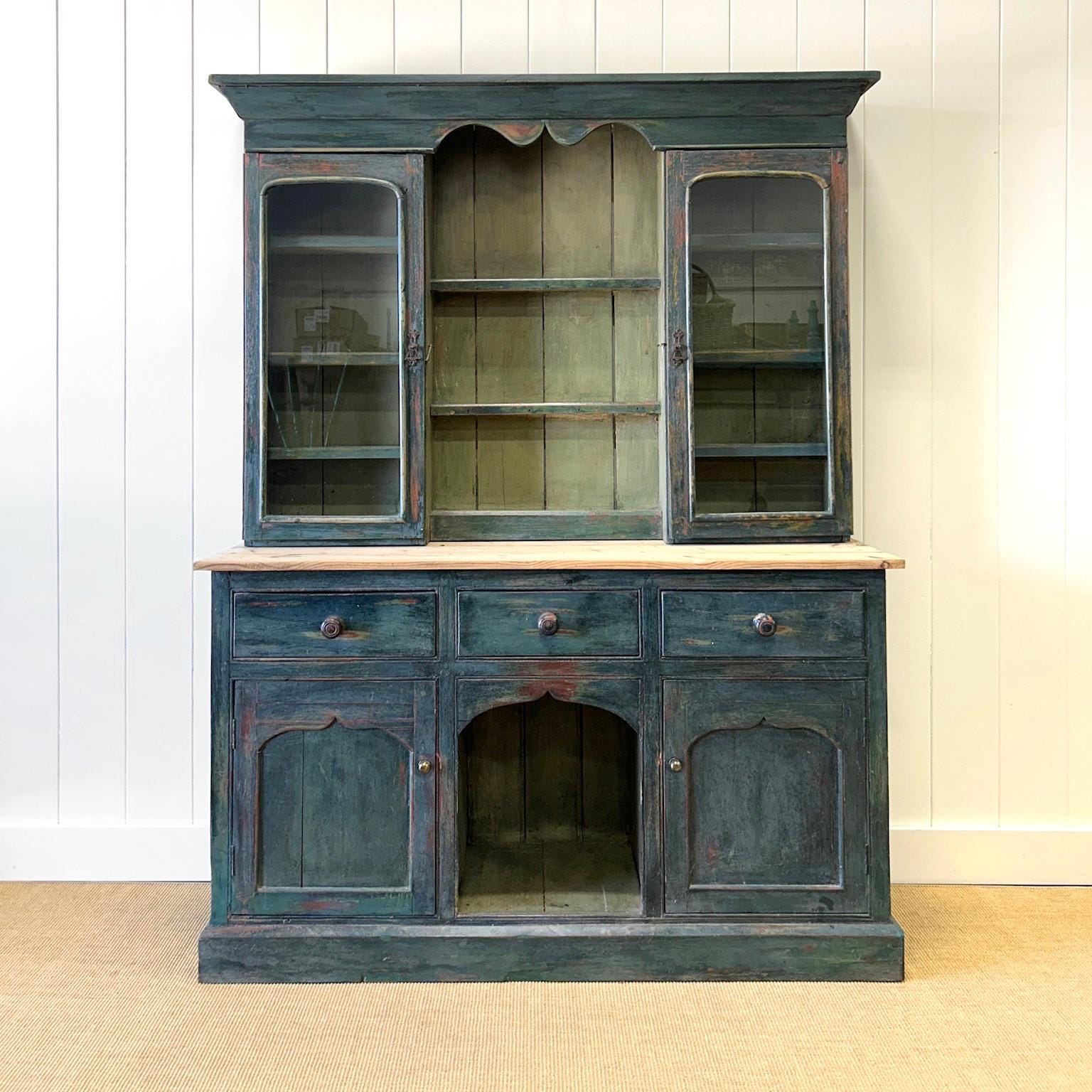 green emerald velvet dress Antique vintage kitchen dresser painted in Miss Mustard Seed Milk Pain   Emily Rose Vintage