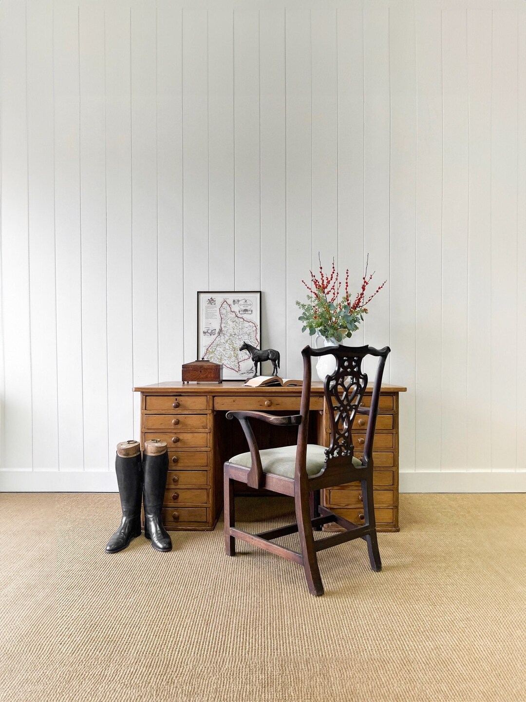 Antique English Pine Pedestal Desk C1890 Etsy