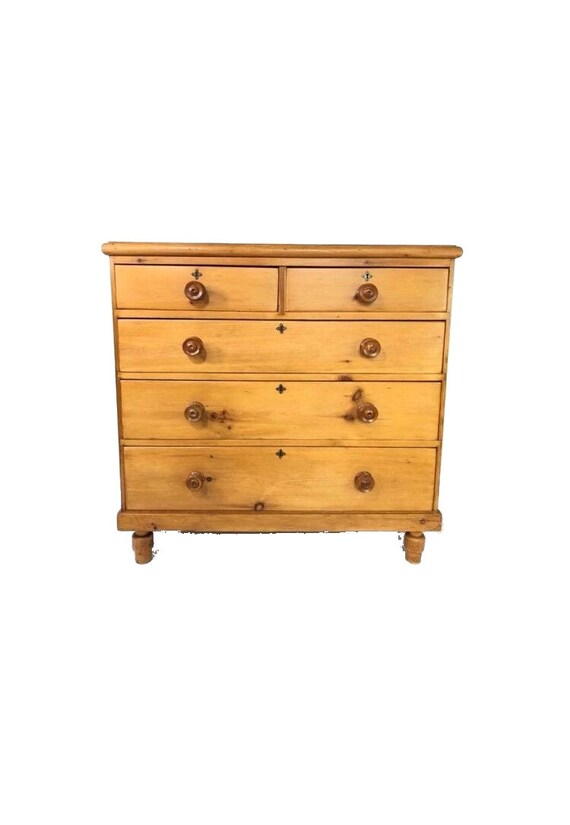 Sold Antique English Pine Chest Of Drawers Dresser With Etsy