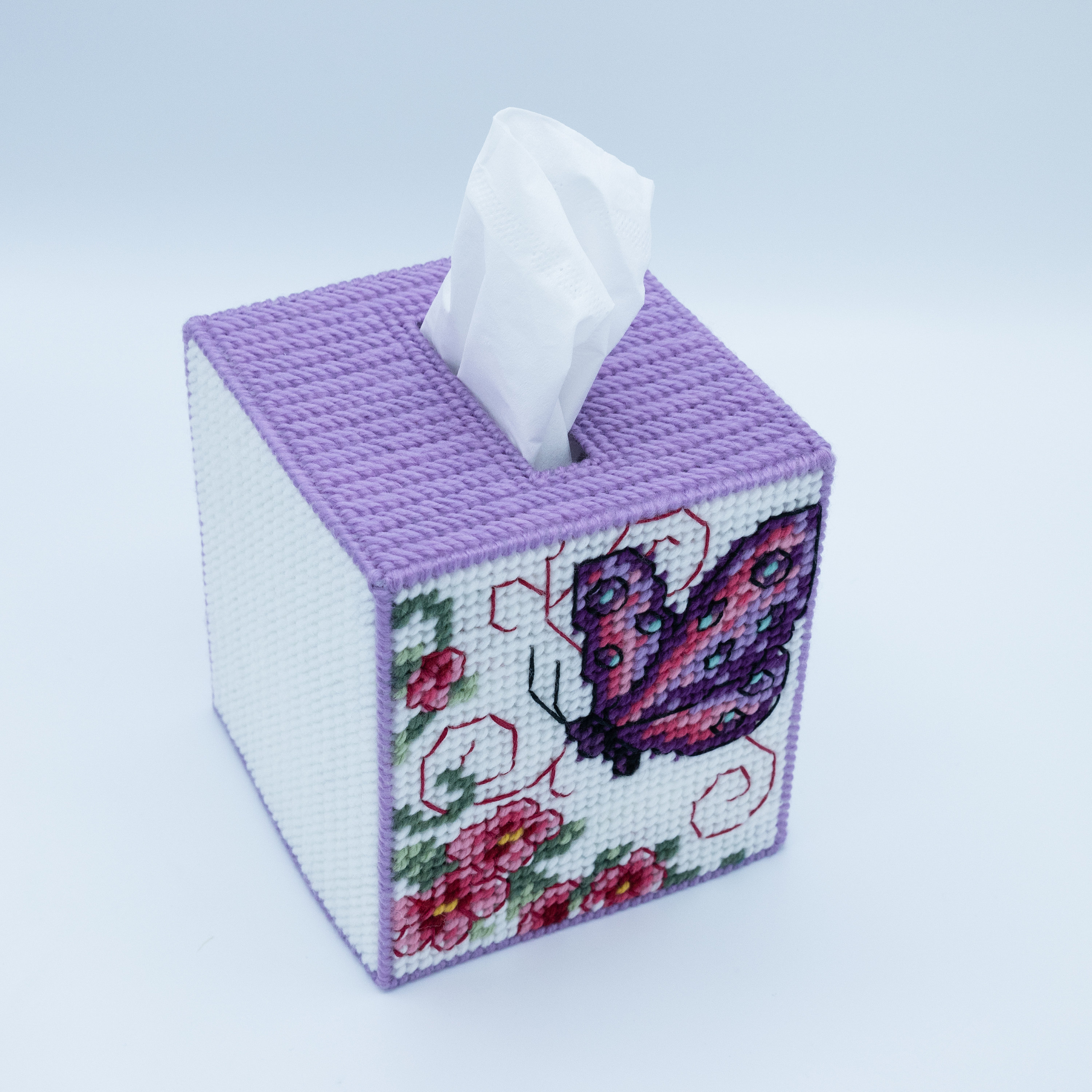 Fundashop Kleenex Box Covers Wood 25x13x6 cm Off-White Butterflies Decoration 