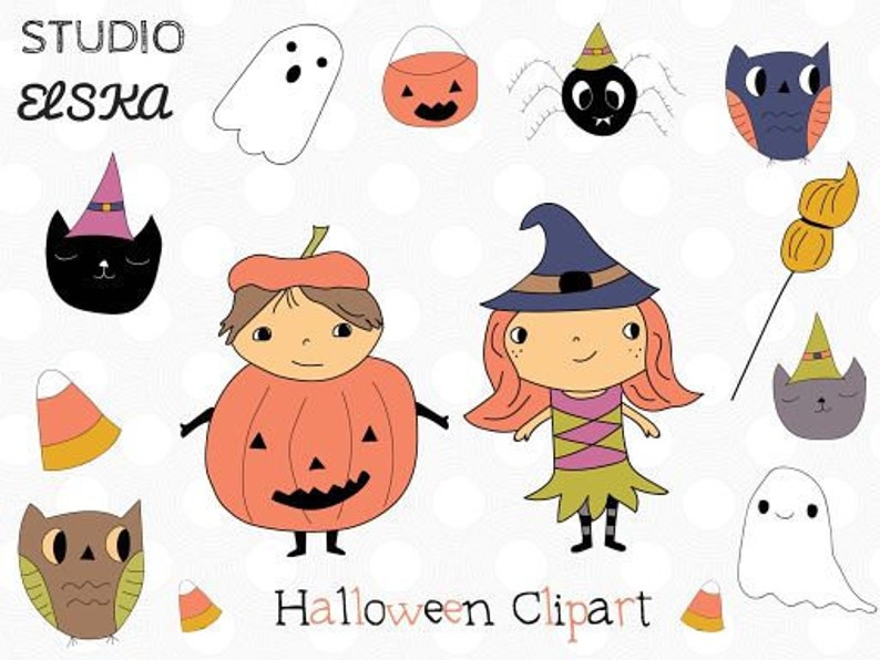 Halloween Clipart Halloween planner clipart Witch Clipart cute owl clipart