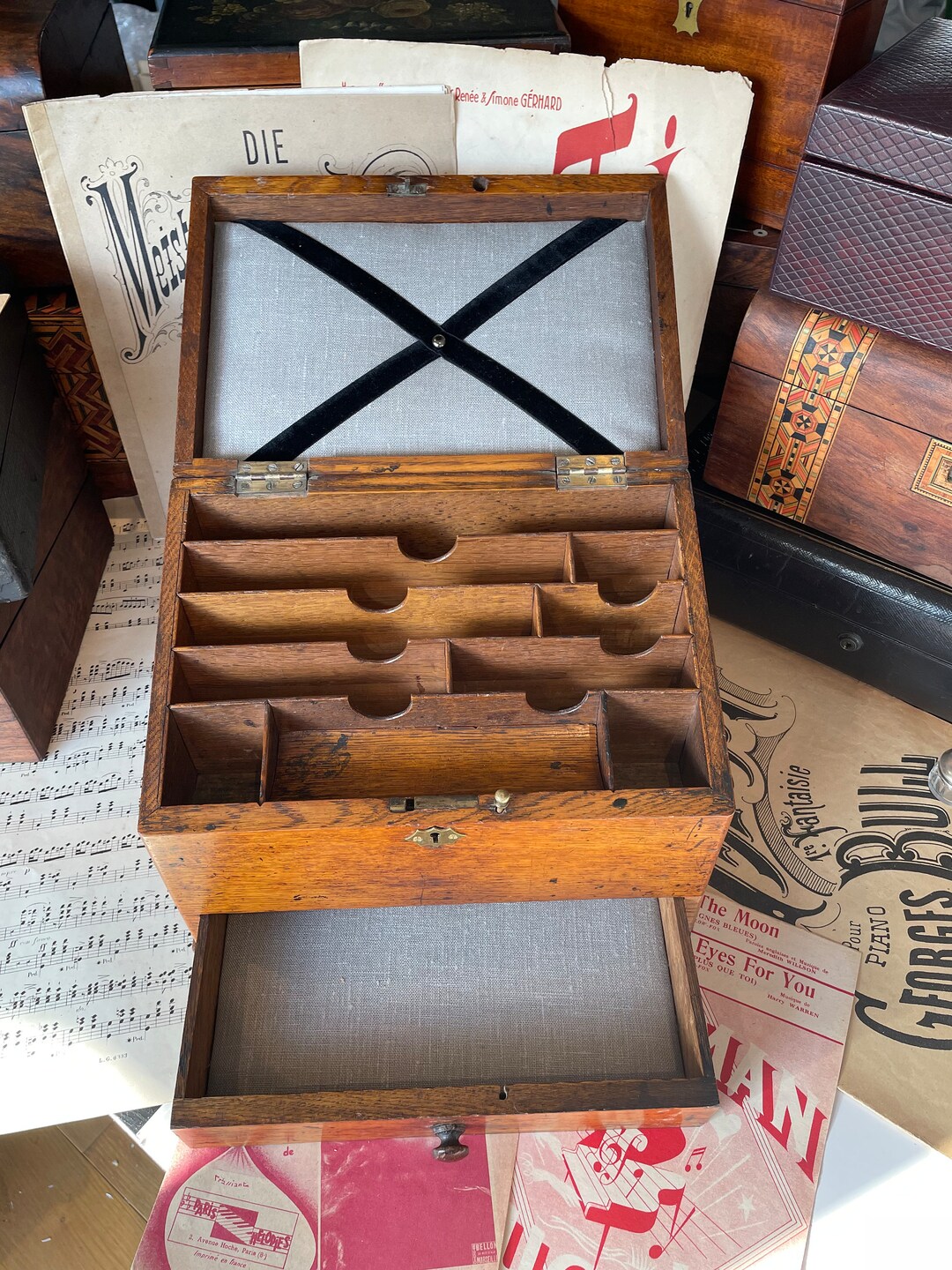 Antique Stationary Vintage Desktop Oak Desk Etsy