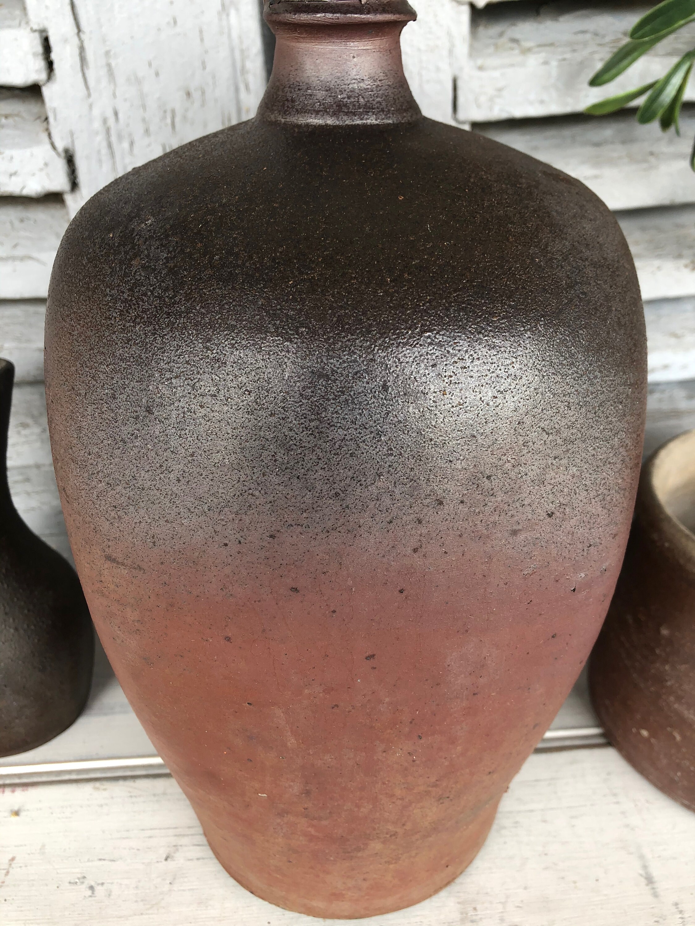 Antique French black clay pot with handle primitive pottery Etsy