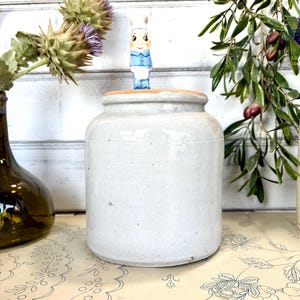 Antique French stoneware Salt glaze storage jar, rustic, French farmhouse kitchen pottery, farmhouse decor, confit pot, rillette&#39;s jar,