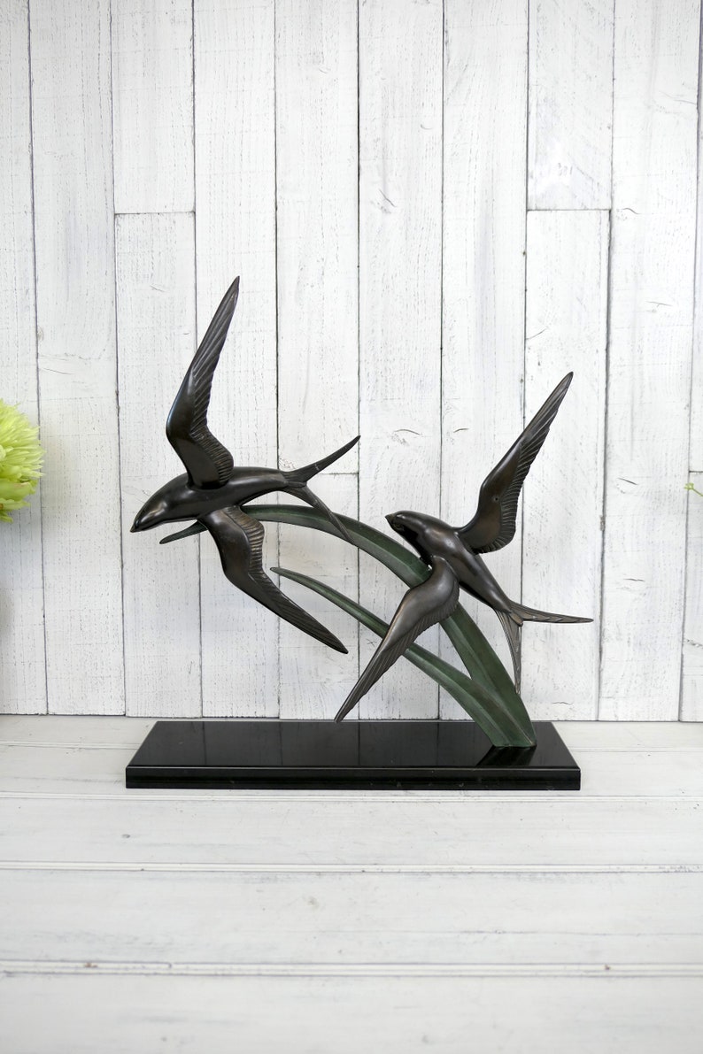 French Art Deco bronze bird sculpture by Irenee Rochard birds Etsy