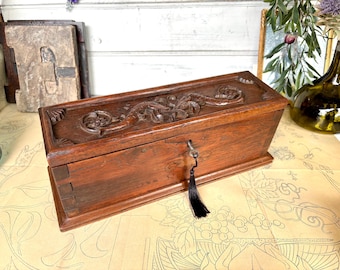 Vintage Wooden Box, Brown Storage Chest With Leather Straps, Retro