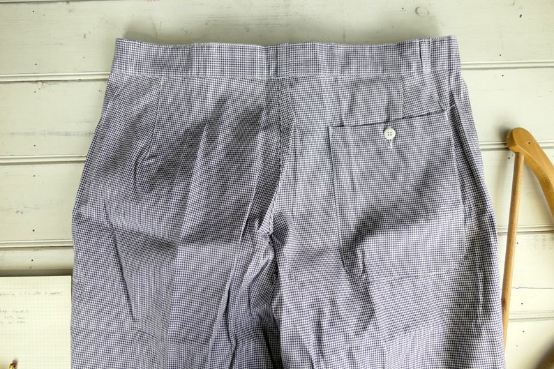 vintage kitchen chore pants Vintage French butchers chefs trousers vintage workwear blue and white houndstooth dogtooth check