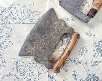 Antico tritatutto inglese per erbe aromatiche, coltello per erbe aromatiche, tritatutto antico, regalo per buongustai, hachoir, utensili da cucina da fattoria, regalo per cuochi, coltello per impastare