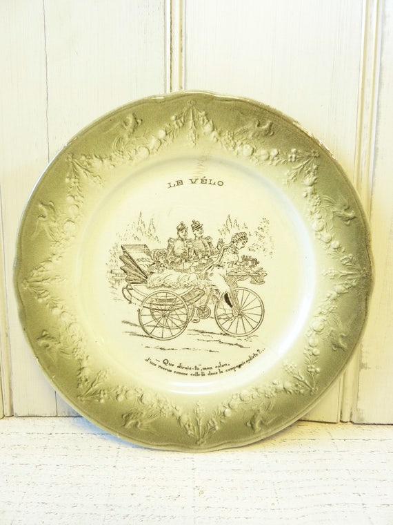 Antique French Talking Plate Le Velo French Humour Etsy Antique French Talking Plate Le Velo French Humour Etsy