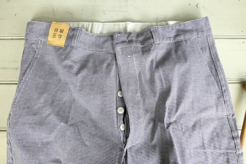 vintage kitchen chore pants Vintage French butchers chefs trousers vintage workwear blue and white houndstooth dogtooth check