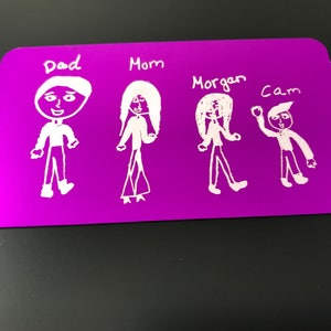 Kind Zeichnung Brieftasche Karte, graviert Kind Zeichnung graviert Kind Kunst, Lasergravur, Zeichnung, Kind, Kind Zeichnung Brieftasche Karte graviert