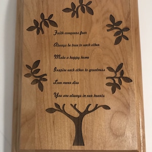 Customized Wood Plaque, Family Tree, Engraved Plaque, Personalized Wood Plaque, Laser Engraving, Custom Hanging Plaque, Personal Poem Award