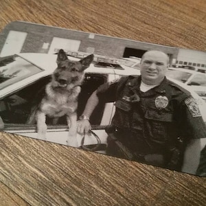 Politie Portemonnee Kaart, Voor & Achter Graveren, Foto Portemonnee Kaart, foto portemonnee kaart, Laser gegraveerd, Handgeschreven Portemonnee Insert, Gepersonaliseerde