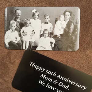 Gravur Bild Brieftasche Karte, Vorderseite & Rückseite Gravur, Foto personalisierte Karte, Abschluss Geschenk, Laser graviert, handgeschriebene Brieftasche Einsatz