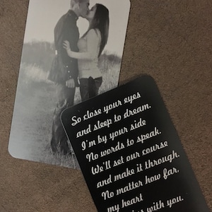 Brieftaschenkarte mit graviertem Bild, Vorder- und Rückseitengravur, Foto personalisierte Karte, Abschlussgeschenk, Lasergravur, handgeschriebener Brieftascheneinsatz