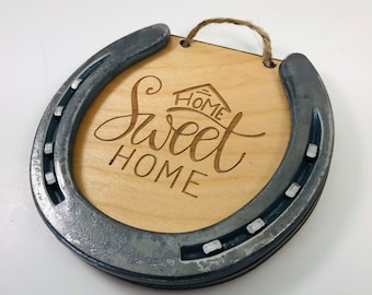 Wall Hanging Horseshoe That Says Home Sweet Home, Engraved Horseshoe, New Home Gift, Housewarming Gift, Horse Shoe Art, New Home Gift