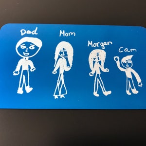 Kind Zeichnung Brieftasche Karte, graviert Kind Zeichnung graviert Kind Kunst, Lasergravur, Zeichnung, Kind, Kind Zeichnung Brieftasche Karte graviert