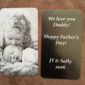 Tarjeta de billetera de imagen grabada, grabado frontal y posterior, tarjeta personalizada de fotos, regalo de graduación, grabado con láser, inserto de billetera escrita a mano
